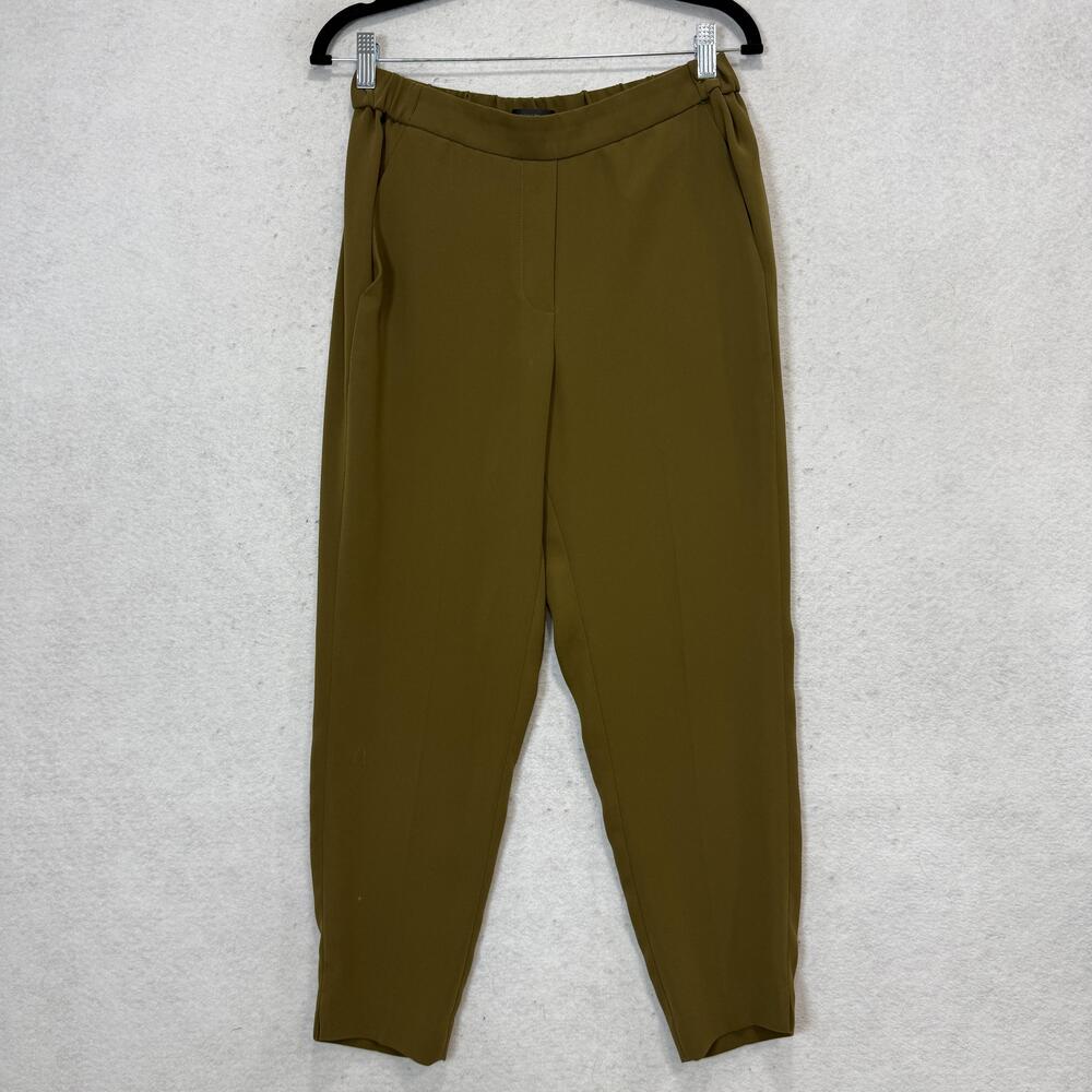 J. Crew Dress Pants Womens 4 Green Crepe Tapered Elastic Waist Work Office